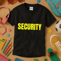 Security Front & Back Print Staff Event Uniform Bouncer Kids T-Shirt