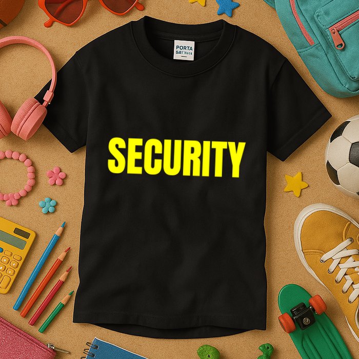 Security Front & Back Print Staff Event Uniform Bouncer Kids T-Shirt