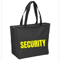 Security Front & Back Print Staff Event Uniform Bouncer Zip Tote Bag