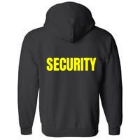 Security Front & Back Print Staff Event Uniform Bouncer Full Zip Hoodie