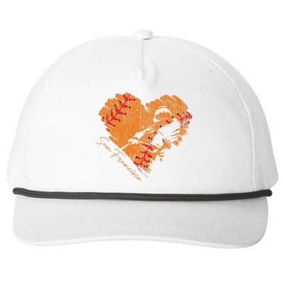 San Francisco Baseball Heart Distressed Vintage Snapback Five-Panel Rope Hat