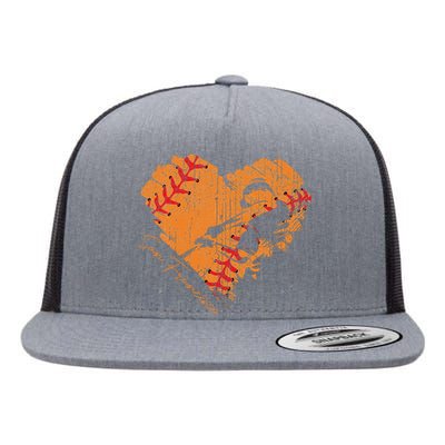 San Francisco Baseball Heart Distressed Vintage Flat Bill Trucker Hat