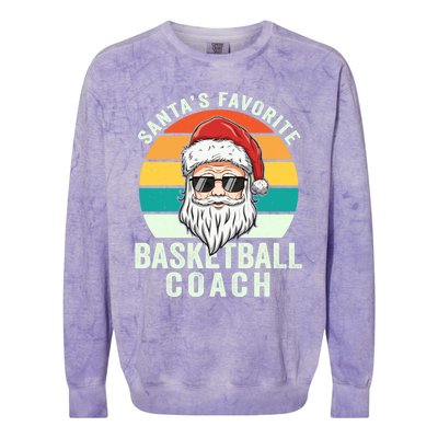 Santa's Favorite Basketball Coach Funny Christmas Basketball Gift Colorblast Crewneck Sweatshirt