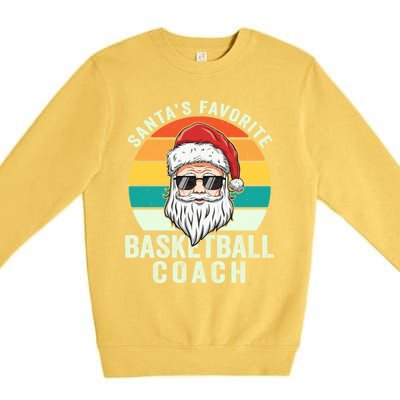 Santa's Favorite Basketball Coach Funny Christmas Basketball Gift Premium Crewneck Sweatshirt