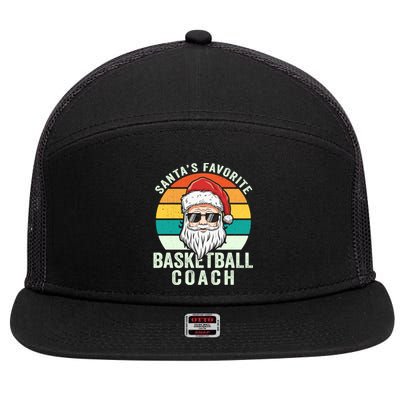 Santa's Favorite Basketball Coach Funny Christmas Basketball Gift 7 Panel Mesh Trucker Snapback Hat