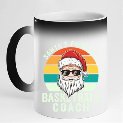 Santa's Favorite Basketball Coach Funny Christmas Basketball Gift 11oz Black Color Changing Mug