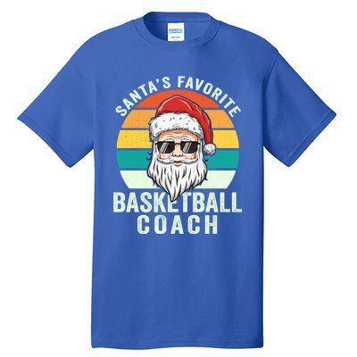 Santa's Favorite Basketball Coach Funny Christmas Basketball Gift Tall T-Shirt