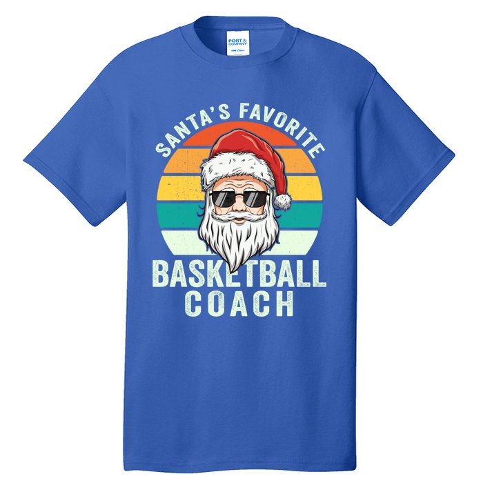 Santa's Favorite Basketball Coach Funny Christmas Basketball Gift Tall T-Shirt