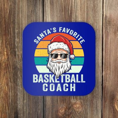 Santa's Favorite Basketball Coach Funny Christmas Basketball Gift Coaster