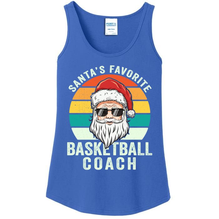 Santa's Favorite Basketball Coach Funny Christmas Basketball Gift Ladies Essential Tank