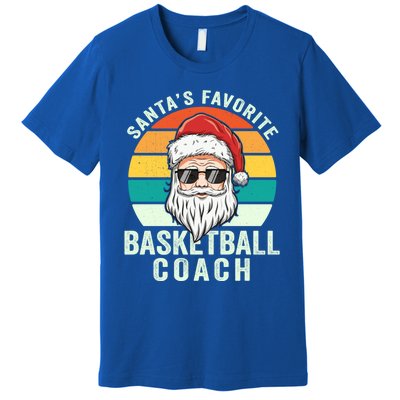 Santa's Favorite Basketball Coach Funny Christmas Basketball Gift Premium T-Shirt