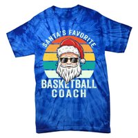 Santa's Favorite Basketball Coach Funny Christmas Basketball Gift Tie-Dye T-Shirt