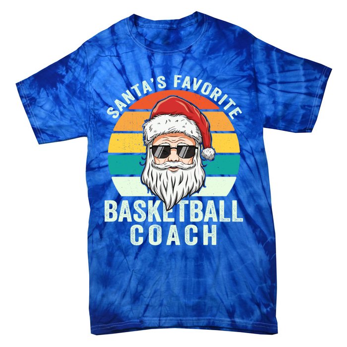 Santa's Favorite Basketball Coach Funny Christmas Basketball Gift Tie-Dye T-Shirt