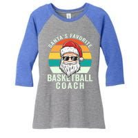 Santa's Favorite Basketball Coach Funny Christmas Basketball Gift Women's Tri-Blend 3/4-Sleeve Raglan Shirt