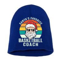 Santa's Favorite Basketball Coach Funny Christmas Basketball Gift Short Acrylic Beanie