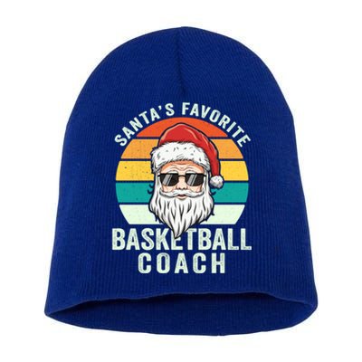 Santa's Favorite Basketball Coach Funny Christmas Basketball Gift Short Acrylic Beanie