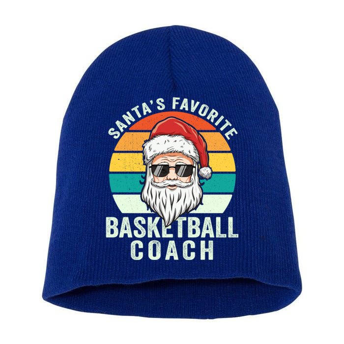 Santa's Favorite Basketball Coach Funny Christmas Basketball Gift Short Acrylic Beanie