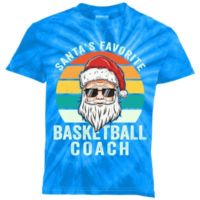 Santa's Favorite Basketball Coach Funny Christmas Basketball Gift Kids Tie-Dye T-Shirt