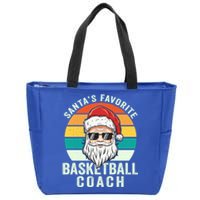 Santa's Favorite Basketball Coach Funny Christmas Basketball Gift Zip Tote Bag