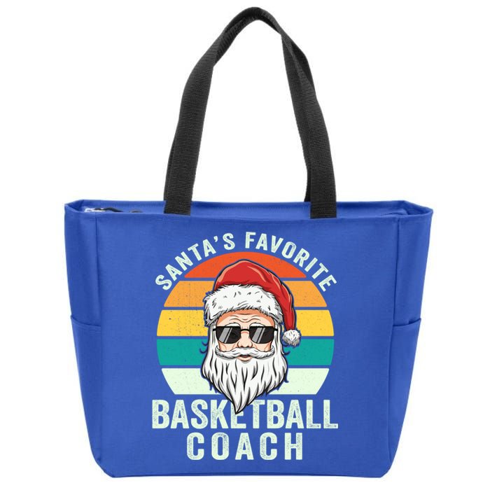 Santa's Favorite Basketball Coach Funny Christmas Basketball Gift Zip Tote Bag