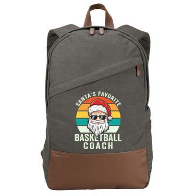 Santa's Favorite Basketball Coach Funny Christmas Basketball Gift Cotton Canvas Backpack