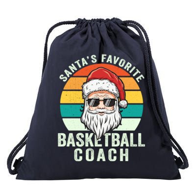 Santa's Favorite Basketball Coach Funny Christmas Basketball Gift Drawstring Bag