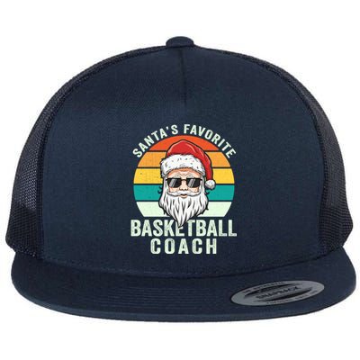 Santa's Favorite Basketball Coach Funny Christmas Basketball Gift Flat Bill Trucker Hat