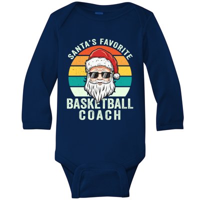 Santa's Favorite Basketball Coach Funny Christmas Basketball Gift Baby Long Sleeve Bodysuit