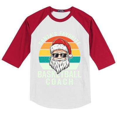 Santa's Favorite Basketball Coach Funny Christmas Basketball Gift Kids Colorblock Raglan Jersey