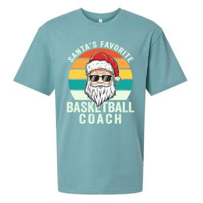 Santa's Favorite Basketball Coach Funny Christmas Basketball Gift Sueded Cloud Jersey T-Shirt