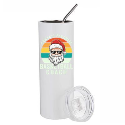 Santa's Favorite Basketball Coach Funny Christmas Basketball Gift Stainless Steel Tumbler