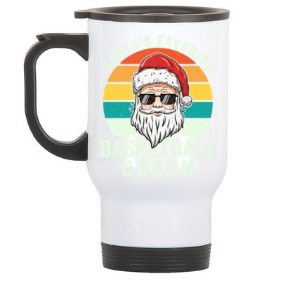 Santa's Favorite Basketball Coach Funny Christmas Basketball Gift Stainless Steel Travel Mug