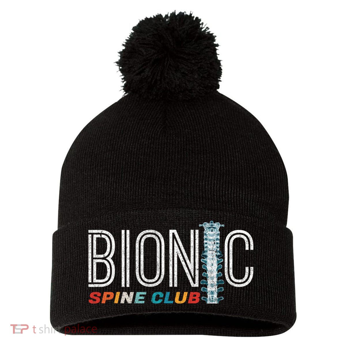 Spinal Fusion Back Spine Surgery Lumbar Recovery Pom Pom 12in Knit Beanie