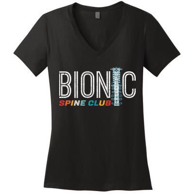 Spinal Fusion Back Spine Surgery Lumbar Recovery Women's V-Neck T-Shirt