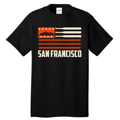 San Francisco Baseball Flag Patriotic Vintage Tall T-Shirt