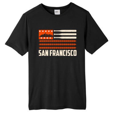 San Francisco Baseball Flag Patriotic Vintage Tall Fusion ChromaSoft Performance T-Shirt