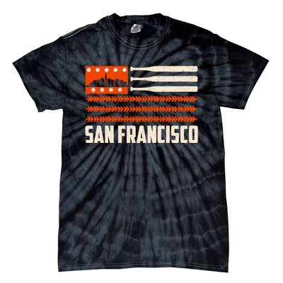 San Francisco Baseball Flag Patriotic Vintage Tie-Dye T-Shirt