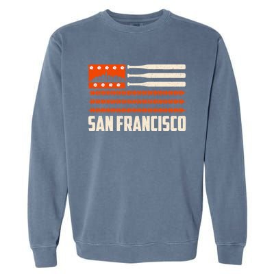 San Francisco Baseball Flag Patriotic Vintage Garment-Dyed Sweatshirt