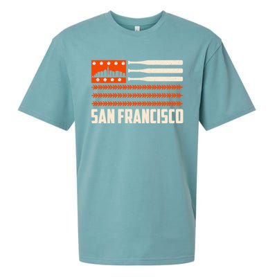 San Francisco Baseball Flag Patriotic Vintage Sueded Cloud Jersey T-Shirt