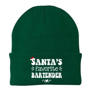 Santa's Favorite Bartender Funny Bartender Christmas Saying Gift Knit Cap Winter Beanie