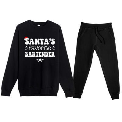 Santa's Favorite Bartender Funny Bartender Christmas Saying Gift Premium Crewneck Sweatsuit Set