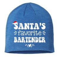 Santa's Favorite Bartender Funny Bartender Christmas Saying Gift Sustainable Beanie