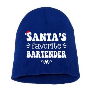 Santa's Favorite Bartender Funny Bartender Christmas Saying Gift Short Acrylic Beanie