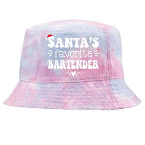 Santa's Favorite Bartender Funny Bartender Christmas Saying Gift Tie-Dyed Bucket Hat