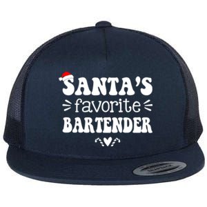 Santa's Favorite Bartender Funny Bartender Christmas Saying Gift Flat Bill Trucker Hat