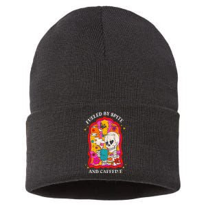 Skeleton Fueled By Spite And Caffeine Sustainable Knit Beanie