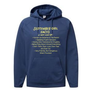 September Facts Birthday Funny Gift Born In September Virgo Gift Performance Fleece Hoodie