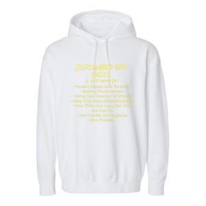 September Facts Birthday Funny Gift Born In September Virgo Gift Garment-Dyed Fleece Hoodie