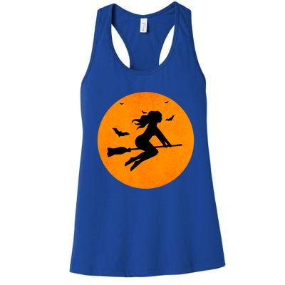 Simple Full Blood Moon Witch Bats Halloween Gift Women's Racerback Tank