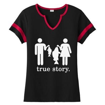 Small Fish Big Fish True Story Fishing Girl Boy Ladies Halftime Notch Neck Tee